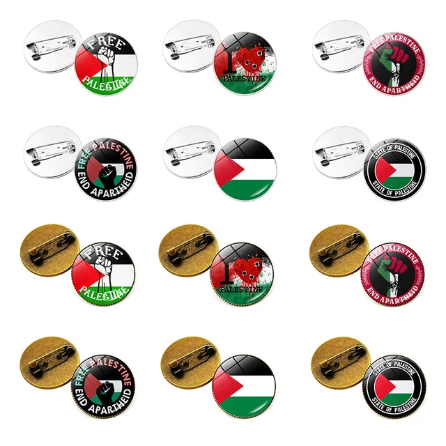 Badge Drapeau Palestine 75 Mm - Rond, épingle Métal - Impression Haute Définition, Fabriqué En France