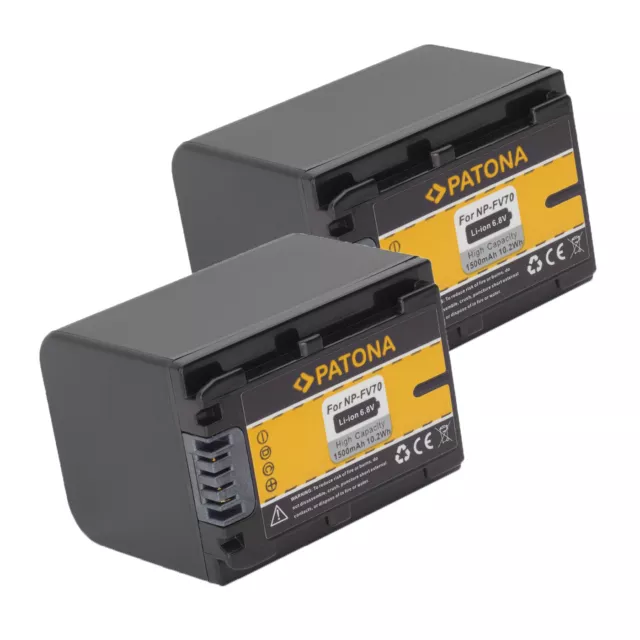 2x Batería PATONA 1500mah para Sony HDR-CX280,HDR-CX280E,HDR-CX290,HDR-CX290E