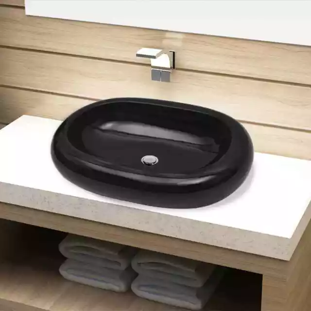 Vasque ovale cÃ©ramique Noir pour salle de bain