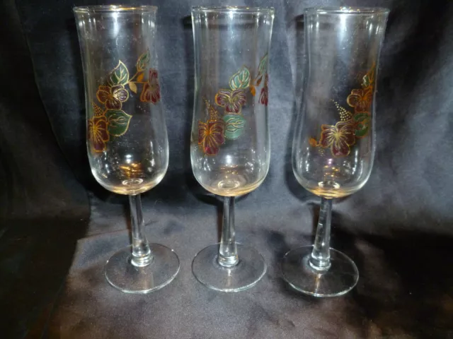 lot de trois flutes champagne verre decor fleuris style jouet perrier (