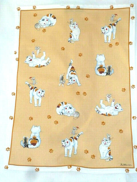 Geschirrtuch Kracht Halbleinen  - Katz und Maus  -  50x70cm