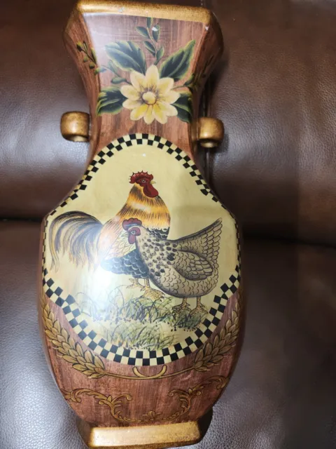 Country Farmhouse Rooster Fall Floral Vase Decor