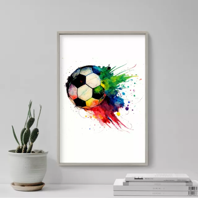 Watercolour Silhouettes - Soccer Ball Football Poster, Art Print, Painting, Gift