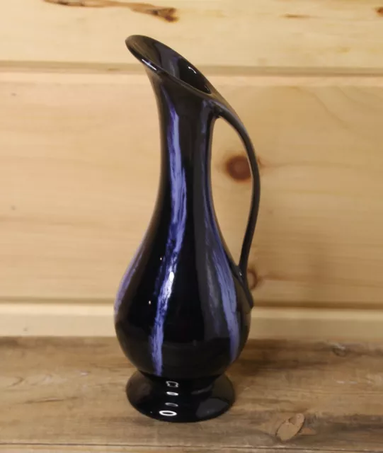 Vintage Huronia Pottery Canada Canadian Drip Glaze Ewer or Vase in Cobalt Blue