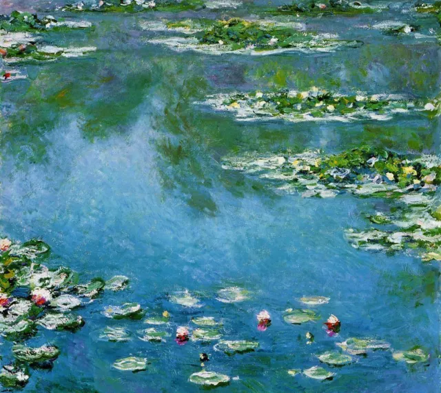 Art Oil painting Claude Monet - Water-Lilies flowers in pond hand painted