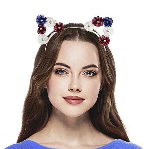Girls Cat Ears Costume Floral Accessory Headband Adults