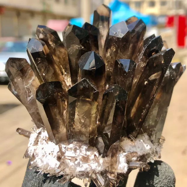 436g  New Find Black Phantom Quartz Crystal Cluster Mineral Specimen Healing
