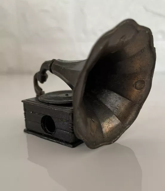 Vintage Pencil Sharpener Die Cast Metal Gramophone Phonograph Miniature