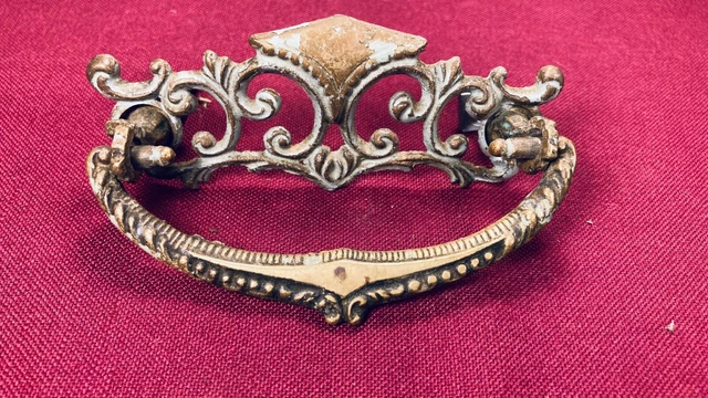 Antique Victorian Dresser / Furniture Drawer Pull Cast Brass Hardware
