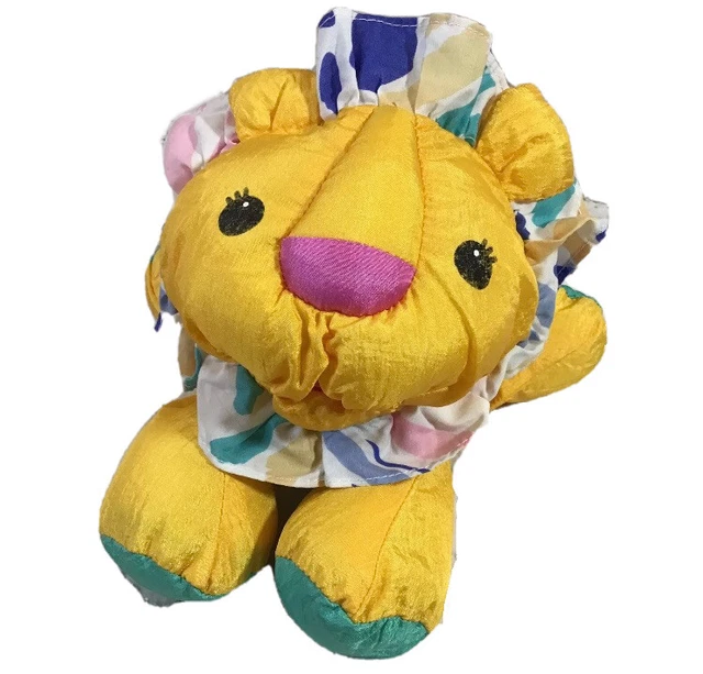 Vintage 1995 Fisher Price Puffalump Lion Plush Rattle Crib Toy Stuffed Animal