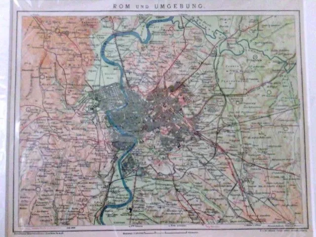 Rom und Umgebung, Landkarten-Blatt, Alte historische Landkarte Posen Karte Litho