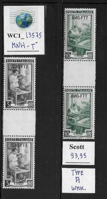 WC1_13575. ITALY: TRIESTE FTT. Gutter pairs 1950 ITALY @ WORK. Scott 93,95. MNH