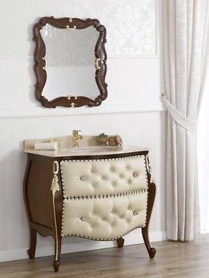 Meuble salle de bain avec miroir Ramirez style Baroque Anglais bombé noyer et...