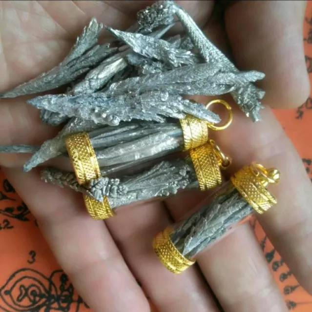 Thai Amulet Takrut Leklai Silver Ngern Yuang Powerful Protection Wealth Luck N5