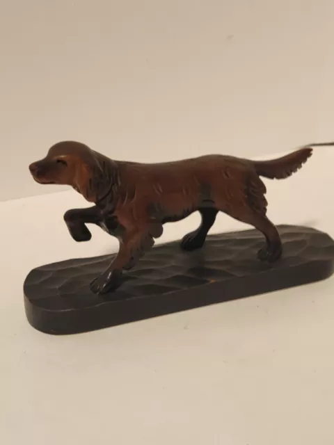Hand Carved Wooden Hunting Dog Figurine - Unsigned