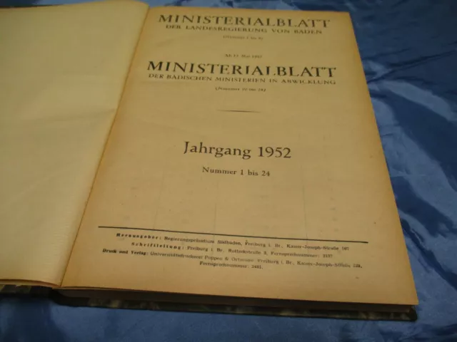 Badisches Gesetz - und Verordnungsblatt  / Regierungsblatt , Jahrgang 1952