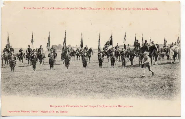 MALZEVILLE - CPA 54 - Militaires Revue 20eme corps d'armée etendards décorations