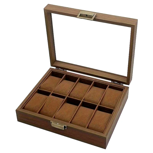 Coffret à Montres Pour 10 Montres - Boîte De Rangement En Simili Cuir Noir - Présentoir Vitrine