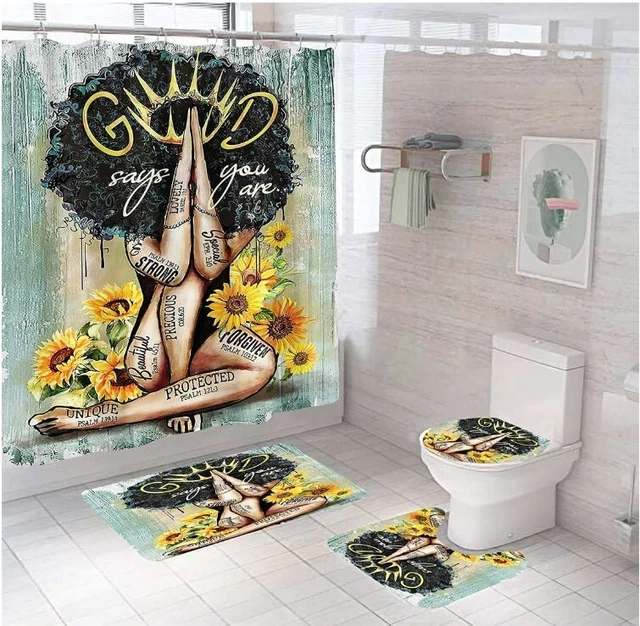 Black Girl with Crown Bathroom Sets,  Shower Curtain Sets