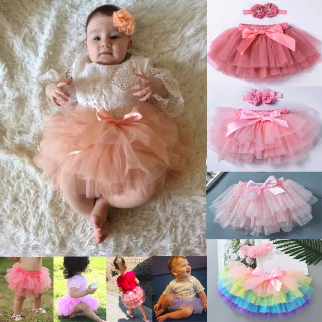 Toddler Kids Girls Princess Tutu Skirt Tulle Costume Ballet Fancy Dress Headband