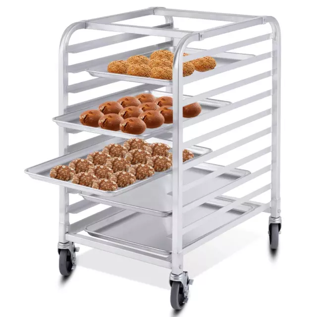 10 Tier Aluminum Bakery Rack Home Commercial Kitchen Bun Pan Sheet Rack Mobile S