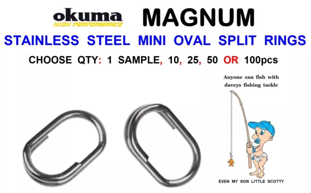 OKUMA 6MM X 12mm MINI OVAL SPLIT RINGS SEA FISHING LINE BRAID FAST LINK RIG  CLIP £1.95 - PicClick UK
