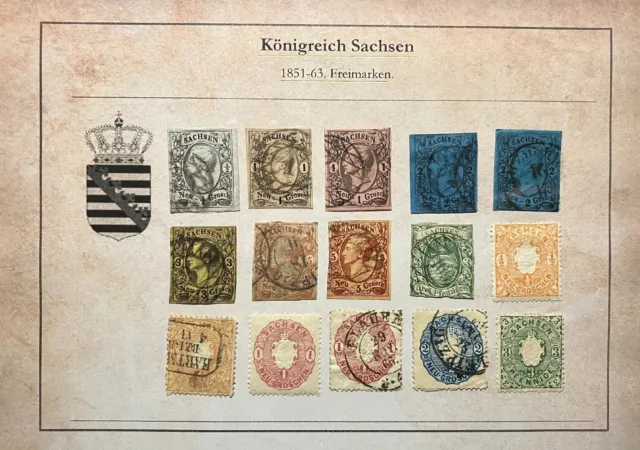 Königreich Sachsen 1851-63. Freimarken. Eine interessante Partie!