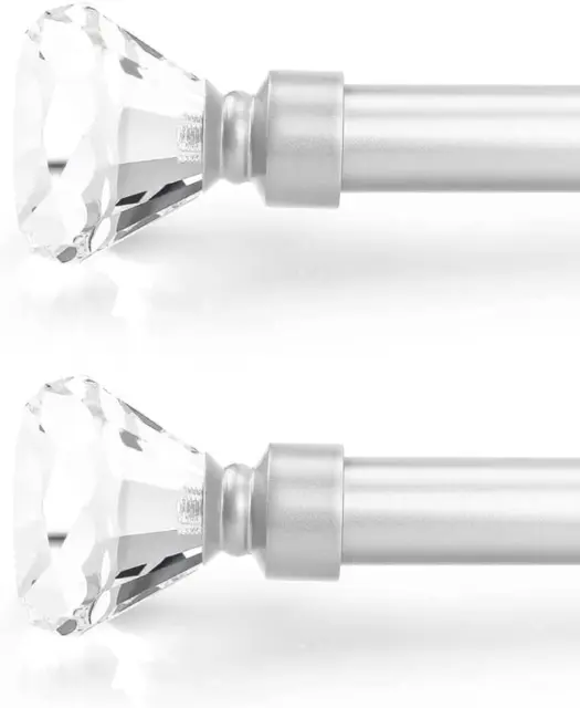 Crystal Curtain Rod 2 Pack for Windows Adjustable Length from 30″ to 67