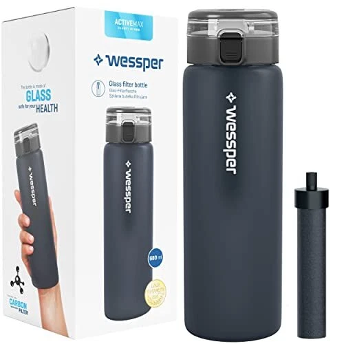 Wessper Bouteille d'eau en Verre en Borosilicate Gourde Filtrante Sans BPA av...