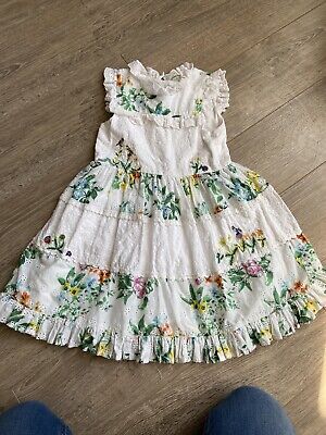 NEXT Girls Beautiful White Embroidered Floral Summer Dress Age 5-6 Years