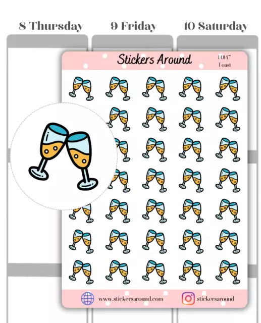 Champagne Glass Icon Planner Stickers, Celebration Sticker, Calendar & Journal