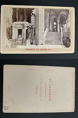 Vagneur,Paris, basilique Saint-Denis, tombeau de Henri II Vintage albumen carte