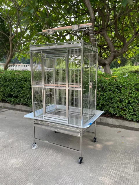 SUS201 Stainless Steel Parrot Cage 70x55x170cm Play Top Bird Cage Big Macaw
