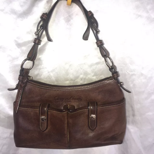 Dooney & Bourke Lucy Florentine Vacchetta Leather Hobo Shoulder Bag Brown Purse