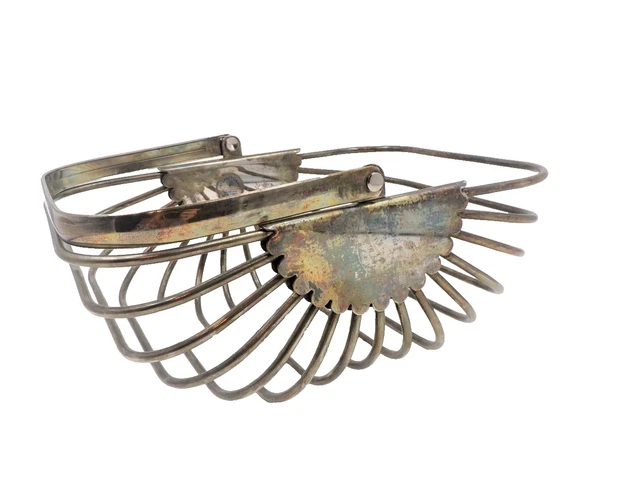 Vintage Silver Plated Wire Basket with Articulating Handle  International Silver