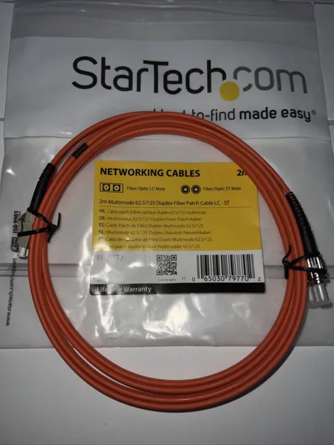 Startech 2m Fiber Optic Patch Cable - Multimode Duplex LC/ST - 62.5/125 FIBLCST2