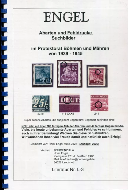Böhmen und Mähren Spezialkatalog Abarten / Fehldrucke 700 farbige Abb. +LP (L-3)