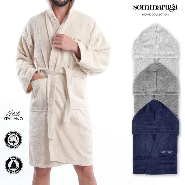 Peignoir de Bain Homme Femme Avec Capuche En Éponge Unisex 100% Coton Sommaruga