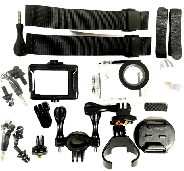 SJ Cam Accessories Lot of 26 Action Mount Crystal Case Hardware Straps Body Cam