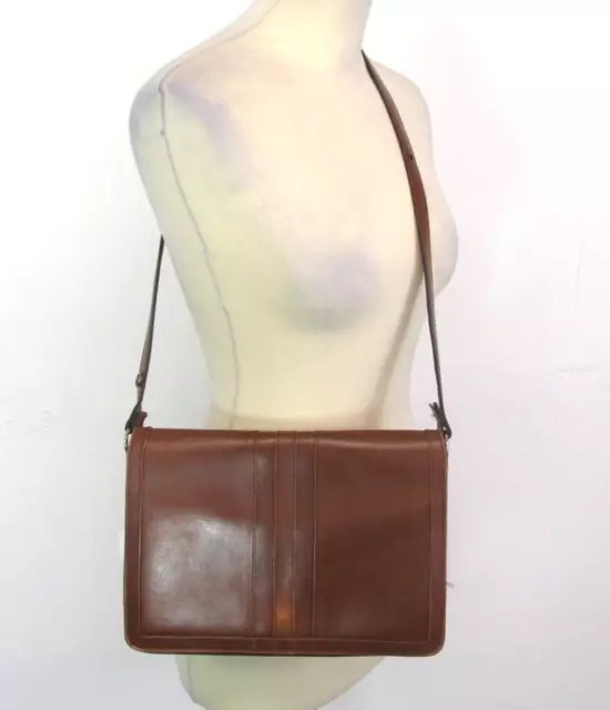 REAL LEATHER Vintage Dark Tan Crossbody Bag