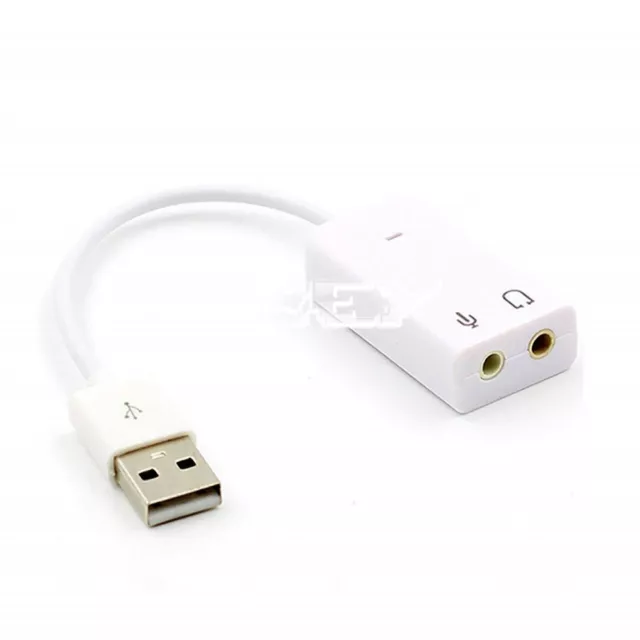 Adaptador Conversor USB 2.0 Tarjeta Sonido Audio para PC Jack 3,5mm Blanco v477