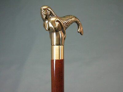 Antique Walking Stick /Cane Victorian Design Brass Handle Handmade Designee New