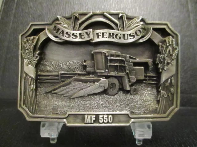 Massey Ferguson MF 550 Combine Pewter Belt Buckle 1986 Limited Ed Collector