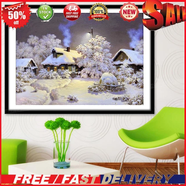 5D DIY Diamonds Drawing Handmade Snowhouse Landscape Picture Creative Home Decor