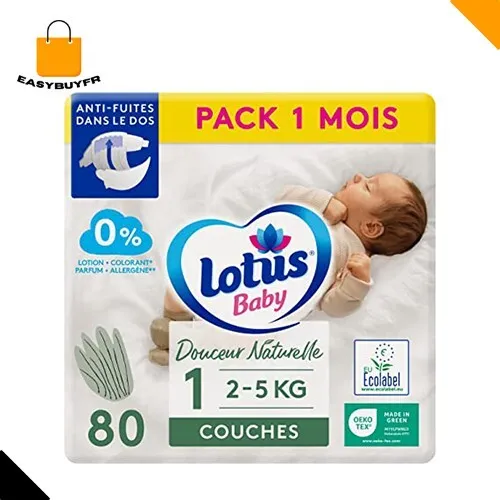 LOTUS BABY DOUCEUR Naturelle - Couches Taille 1 (2-5 kg/Nouveau-né
