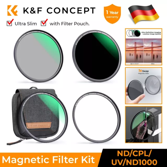 K&F Concept Magnetic Filter Set MCUV+CPL+ND1000 52/55/58/62/67/72/77/82/86/95mm
