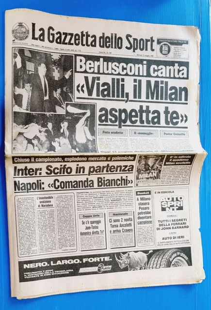 Gazzetta Dello Sport Originale Du 16 Mai 1988 - Milan Vainqueur 11e Scudetto