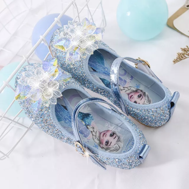 Frozen2 Kinder Mädchen Elsa Paillette Prinzessin Paillette Bogen Strass Schuhe