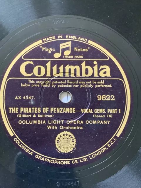 ANTIK 78RPM - Pirates of Penzance - Columbia Light Opera Co - Nr. 9622 c1920s