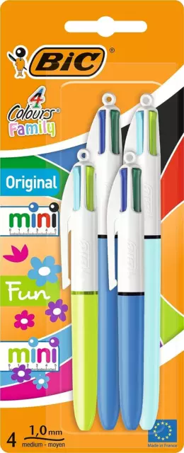 BIC 4 Colours Pens Ballpoint Multi - Original Pro Fun Grip Fashion
